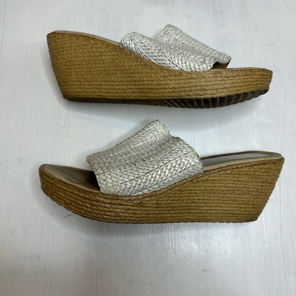 Sbicca Woven Slide Wedge Sandals Women’s 8M Cream Espadrille Platform - Picture 4 of 10